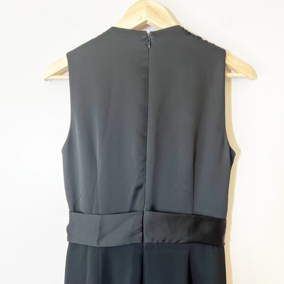 Jonathan Simkhai Tie Front Satin Wrap Jumpsuit Sleeveless V-Neck Black Size 4 - Picture 11 of 12